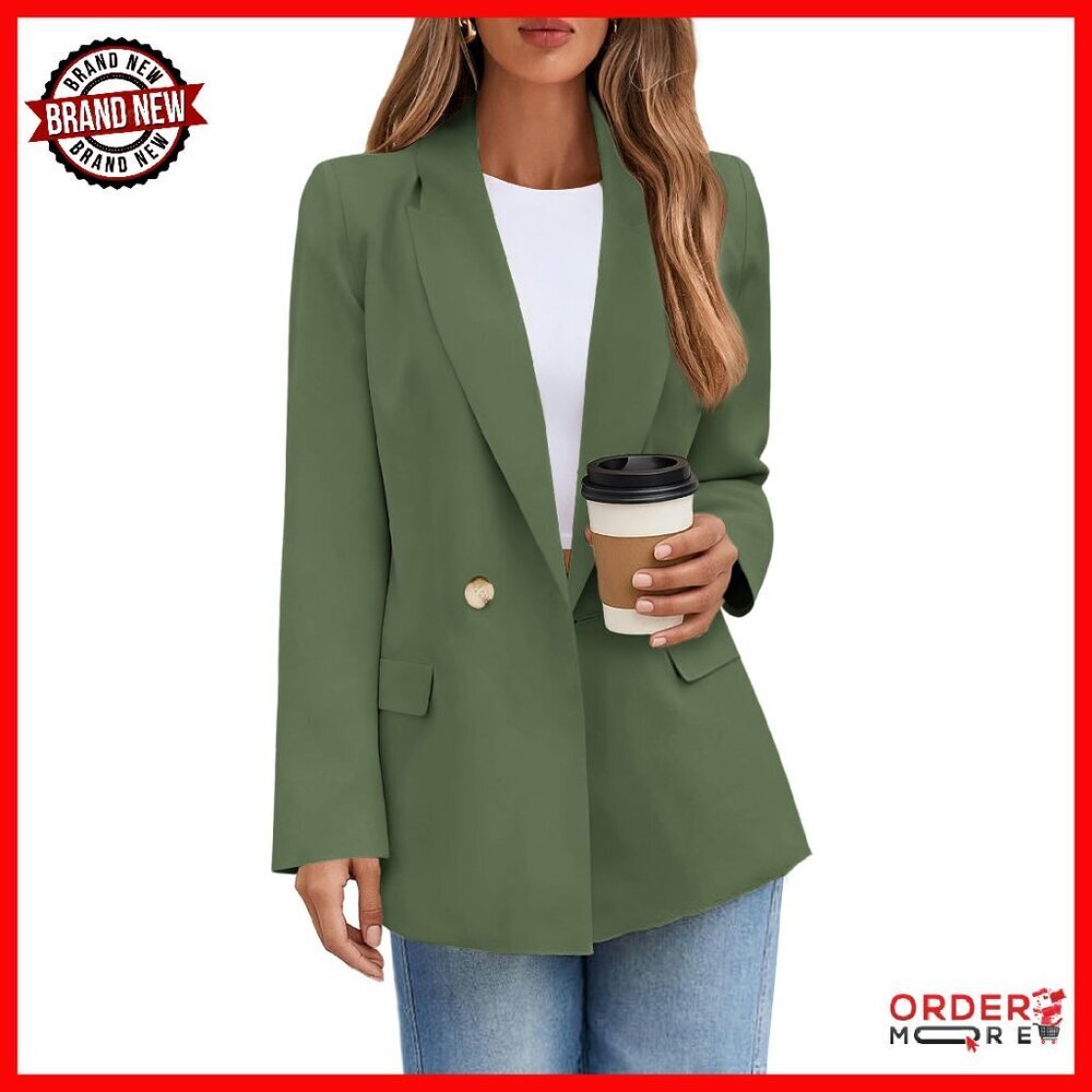 Women's Business Casual Blazer with Pockets Open Front Lapel Long Sleeve